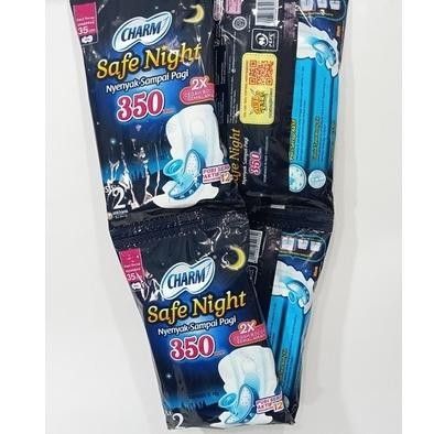 CharM Safe Night isi 10x2 Pads RENCENG SACHET Wing 35 Cm Pembalut Wanita untuk Tidur Malam Hari aSt
