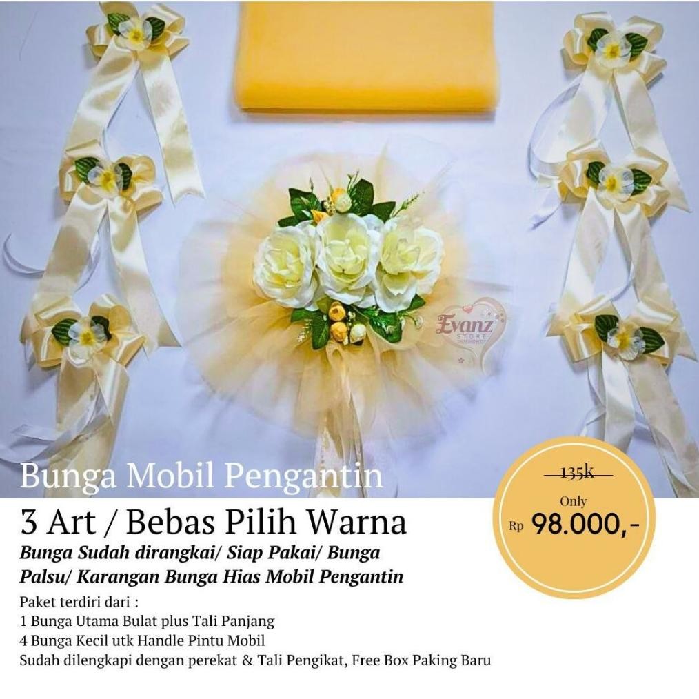 Bunga Mobil Pengantin 3 Art TB Karangan Bunga Mobil Pernikahan Bouquet wedding Bunga Hiasan Mobil Pe
