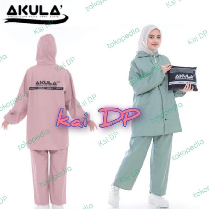 ORI - JAS HUJAN AKULA ORIGINAL PVC PREMIUM - SETELAN JAKET CELANA PRIA WANITA
