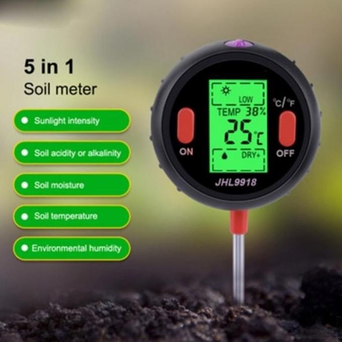 Digital Soil Analyzer / Alat Ukur pH Tanah 5in1