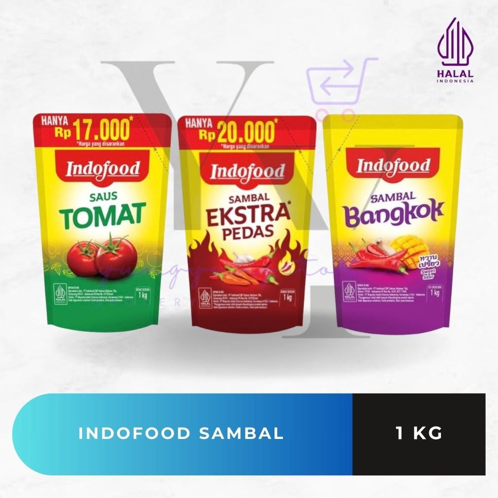 

Indofood Saus Tomat / Sambal Ekstra Pedas / Bangkok Pouch 1 kg aSt