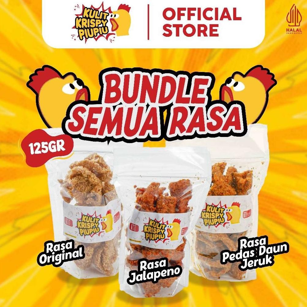 

Bundle Cemilan Kulit Ayam Crispy PiuPiu Semua Rasa Pedas/Original/Jalapeno aSt