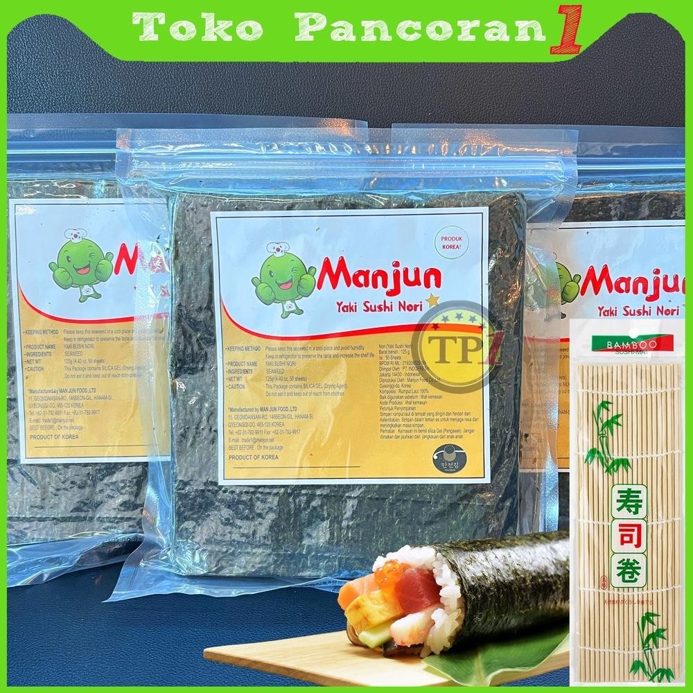 

Manjun Sushi Seaweed 50 pcs SUSHI SEAWEED RUMPUT LAUT Korea Grade B aSt