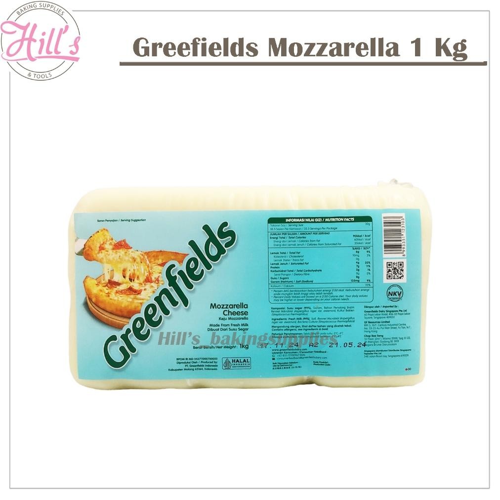

MOZZARELLA CHEESE GREENFIELDS 1 Kg / KEJU MOZZARELA MOZARELA MOZZA GREENFIELD 1Kg 1000Gr aSt