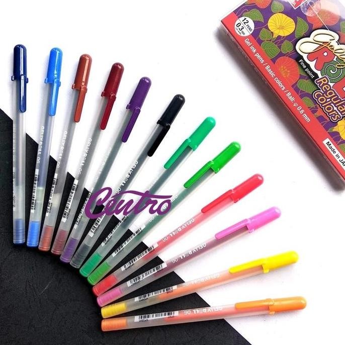 

NEW Sakura Gelly Roll Pen Fine Point Classic Regular Colors Set 12 Colour