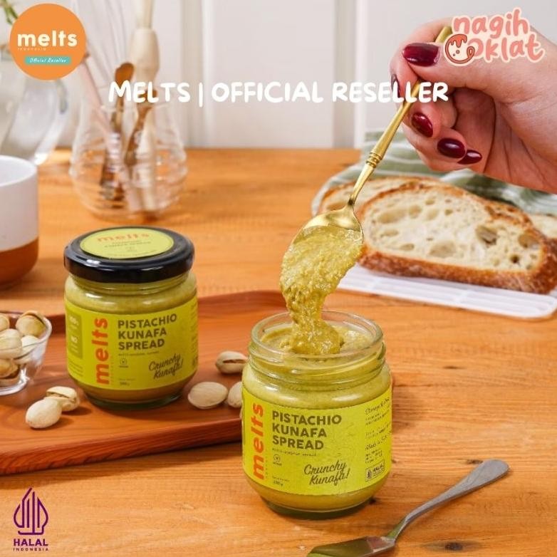

MELTS Pistachio Kunafa Spread (MOHON BACA DESKRIPSI PRODUK) | Selai Kacang Crunchy Plant Based Vegan untuk Olesan Roti Bahan Kue Baking Topping Pastry - @nagihcoklat aSt