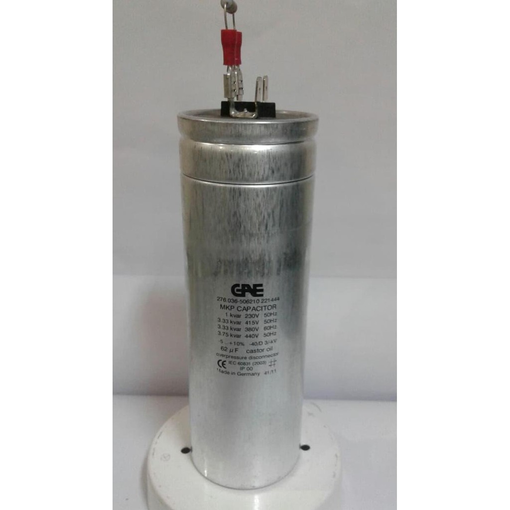 Kapasitor Gae 3,3 Kvar 415 V 1 Phase ( 0,93 Kvar 220V) 62 Uf 3.3Kvar Diskon