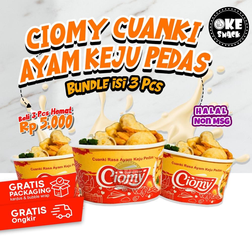 

Ciomy Cuanki Ayam Keju Pedas isi 3 Cup Besar aSt