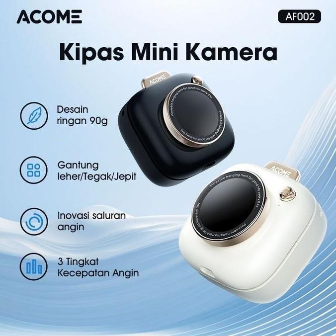 TERMURAH - ACOME AF002 Mini Fan Kipas Angin Desain Kamera Kipas Mode Senyap Kipas Meja Kipas Jepit P