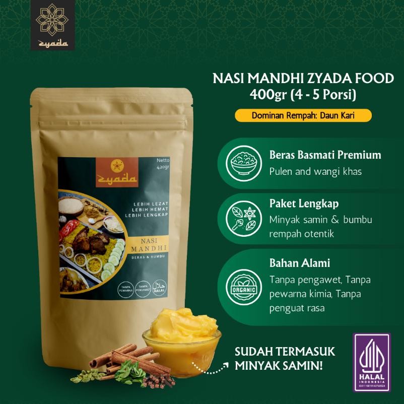 

ZYADA Nasi Mandhi Instan Beras Bumbu Minyak Samin 400gr (4-5 Porsi) aSt