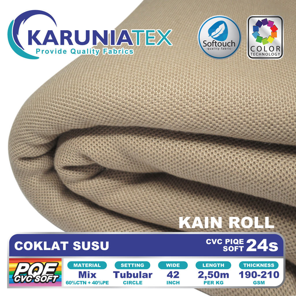 Kain Kaos Poloshirts CVC Soft 24s | Coklat Susu | Karunia Textile