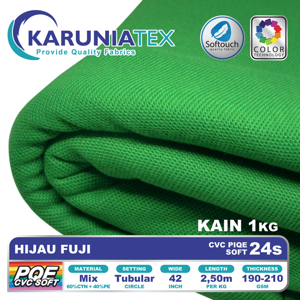 Kain Kaos Poloshirts CVC Soft 24s | Hijau Fuji | Karunia Textile