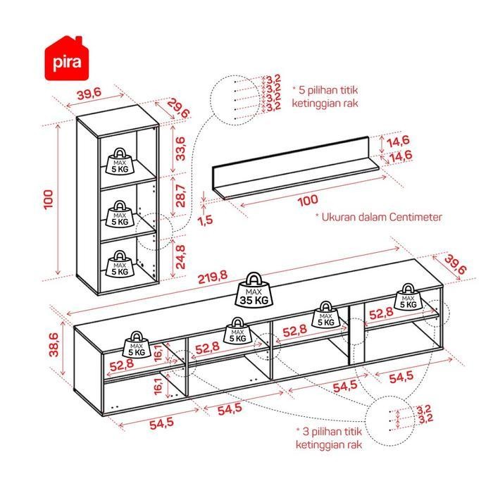 Pira Bavarian - Uranus Wu Gl Rak Dinding / Rak Tv Putih Glossy / White Glossy Original Dan Terpercay