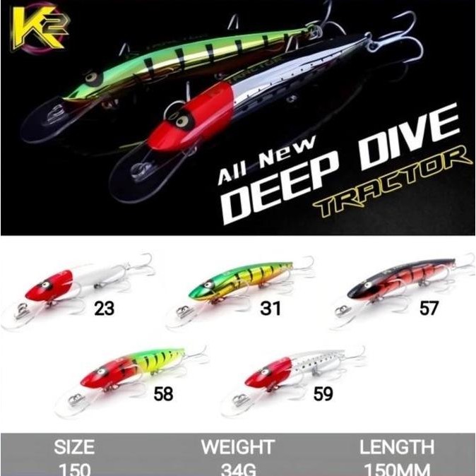 eupro k2 tractor trolling minnow 150mm 34g umpan laut tenggiri gt marlin stok terbatas