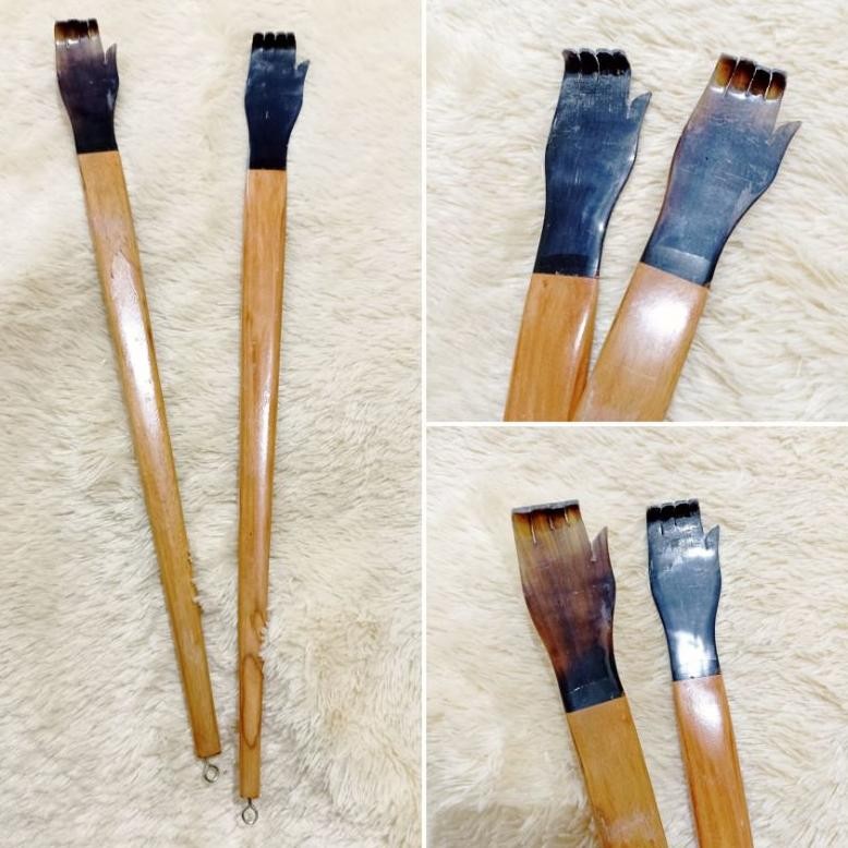 Alat garukan punggung / garuk punggung kayu tanduk / garuk punggung bentuk tangan dari tanduk / garu