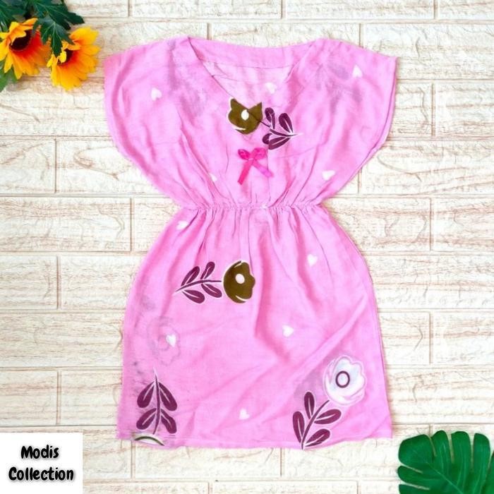 Kif 2 Pcs Daster Manohara Anak Cewek Perempuan Usia 1 Sampai 3 Tahun Model Kerah V Neck Pinggang Ker
