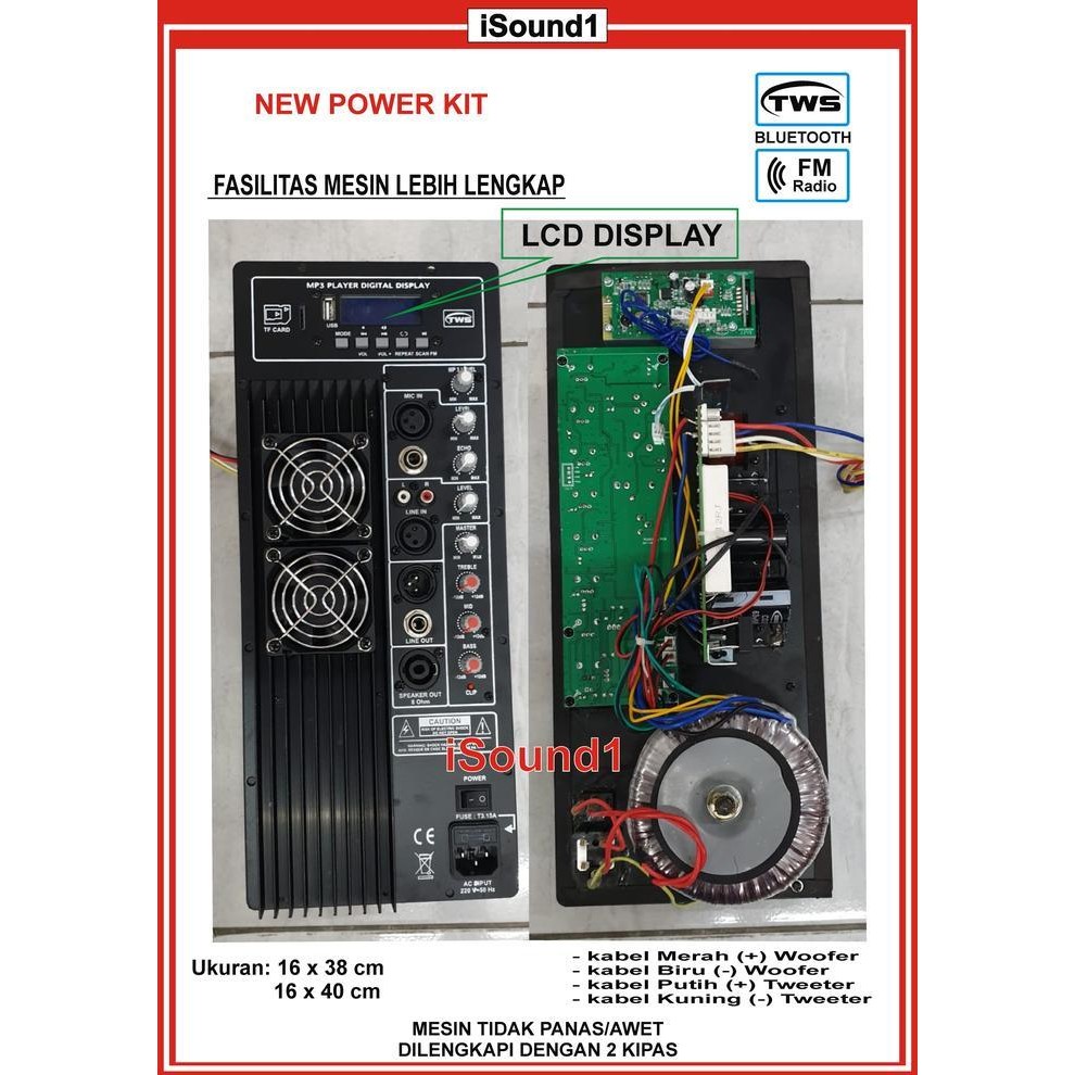 POWER KIT MESIN KIT SPEAKER AKTIF USB BLUETOOTH 500-1000 WATT