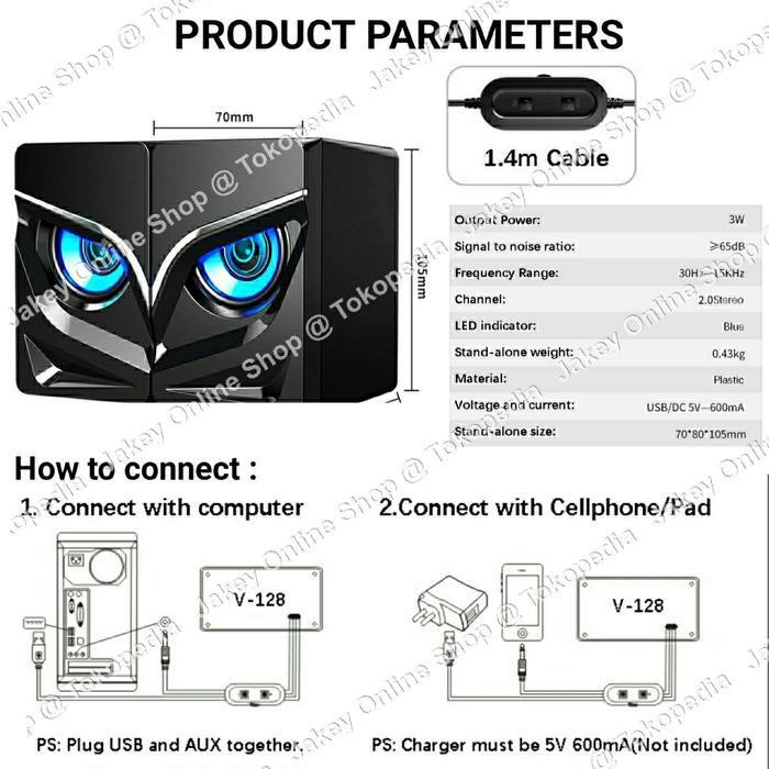 Eagle Eyes USB Multimedia Speaker Komputer Stereo with LED MATA ELANG