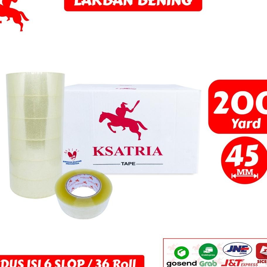 

Lakban Opp Tape Lakban Bening Ksatria Tape 200 Yard 1 Dus