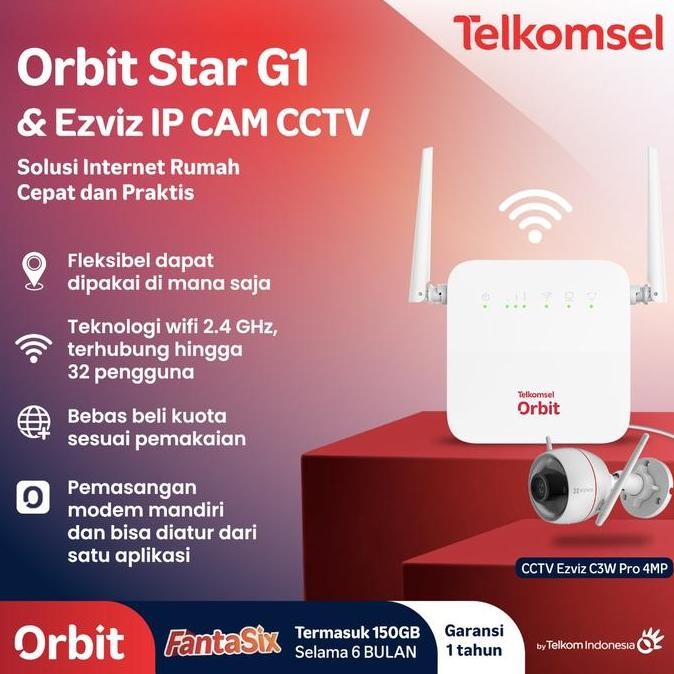 TERMURAH - Telkomsel Orbit Star G1 Modem Wifi 4G + Ezviz Wifi CCTV Camera