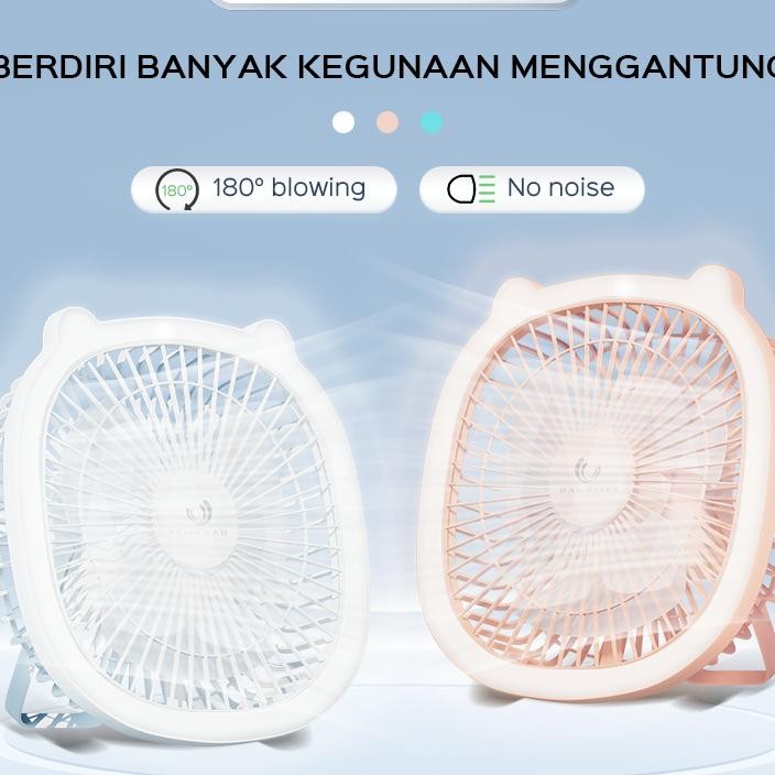 Han River Kipas Angin Portable With Lampu Led Kipas Angin Mini