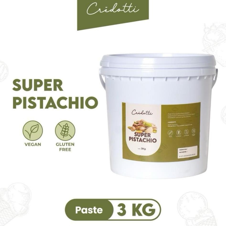 

Credotti Pistachio Pure Paste Pasta Perisa Gelato Ice Cream Flavor Bakery Tanpa Campuran 3Kg
