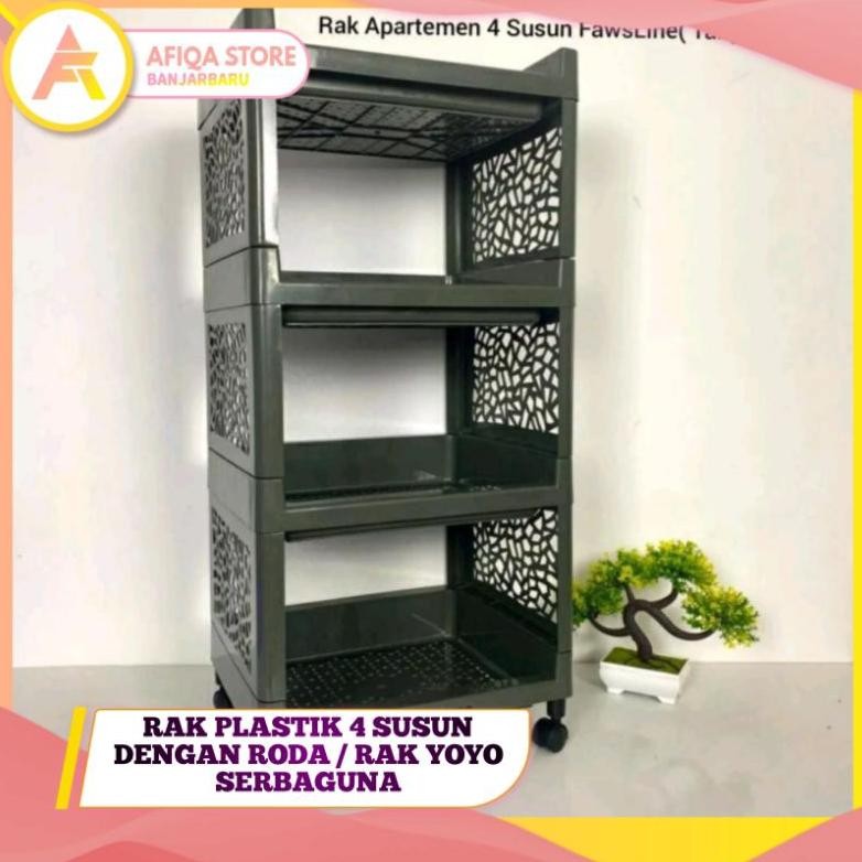 Rak Plastik 4 Susun dengan Roda / Rak Sagita / Rak YOYO Serbaguna