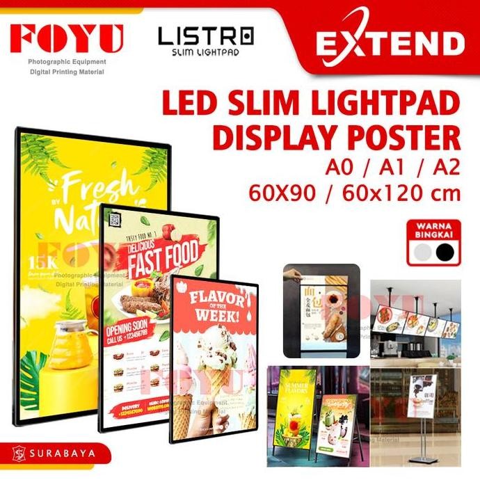 

TERLARIS - Listro LED Menu Slim Light Pad A2 A1 A0 60x90 60x120 cm Neon Box Display Sign Board Cafe Wall Poster Banner Extend