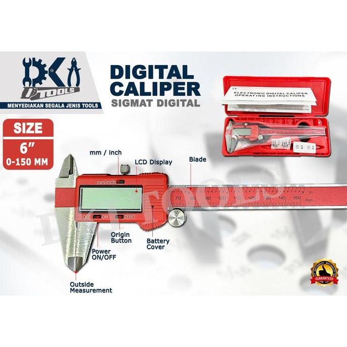 

Sigmat Digital Stainless Vernier Caliper Jangka Sorong Alat Ukur 150Mm