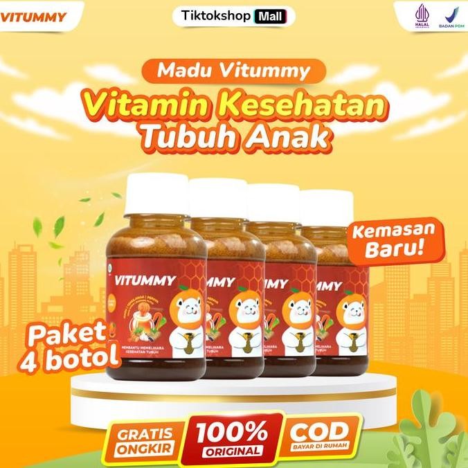 

TERLARIS - Madu Vitummy 4 Botol - Madu Herbal Multivitamin Kesehatan Tubuh Anak Honey Syrup