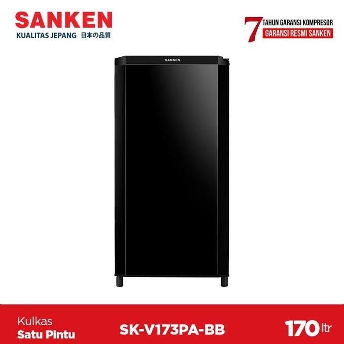 BEBAS ONGKIR - SANKEN Lemari Es / Kulkas 1 Pintu Rak Kaca SK-V173PA-BB [170L]