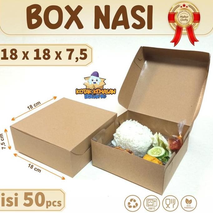 

Baru Box Catering Kraft 18X18X7.5 Laminasi Isi 50Pcs Dus Nasi Kotak Elegan