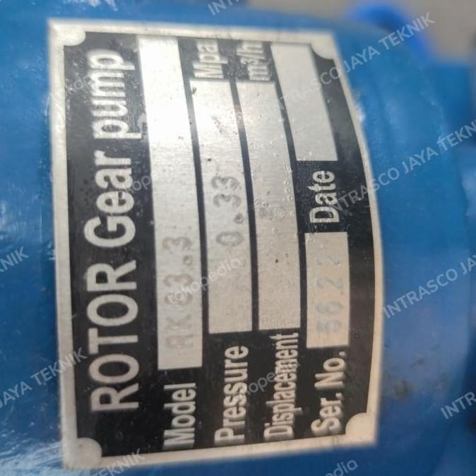 Pompa Oli Gear Pump Type Rk 83.3Liter/Menit Merk Rotor 2.2Kw 3Phase