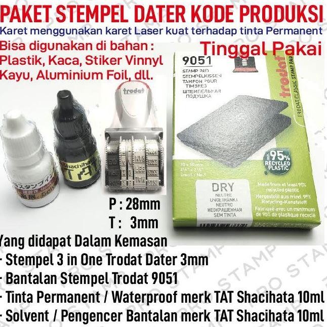 

Paket Stempel 3 In One Exp / Expired Trodat Dater 3Mm