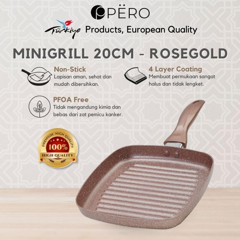 Pero Grill Pan 20Cm / Panci Wajan Panggang Bbq Anti Lengket Granite