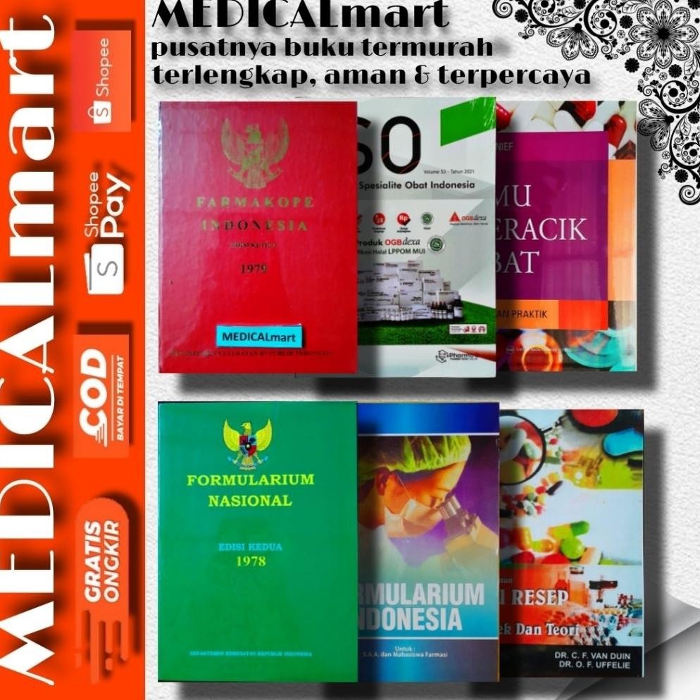 Promooo paket 6 buku : Farmakope 3, ISO, Formularium Indonesia, Formularium Nasional, Ilmu Resep van