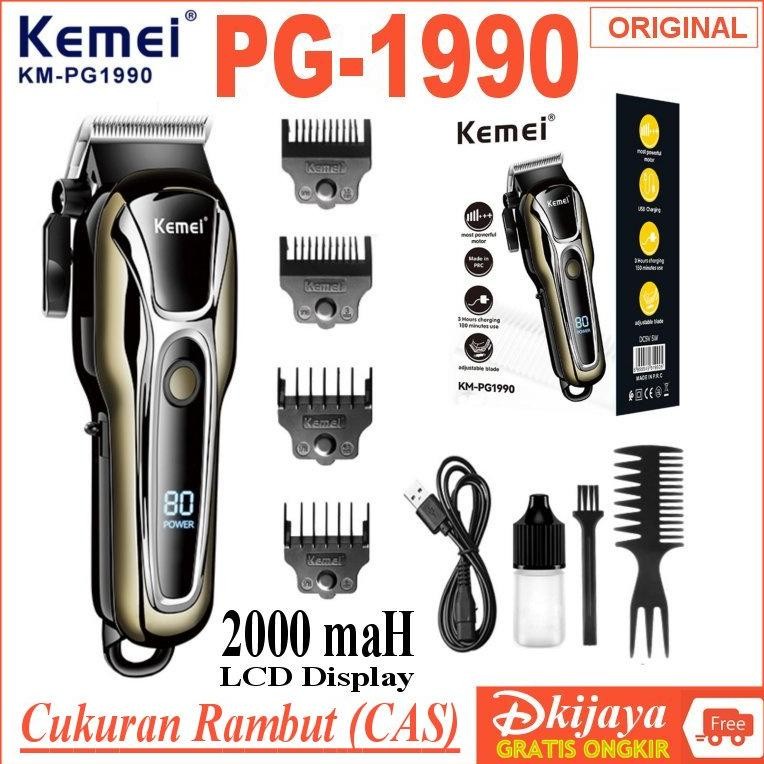 KEMEI PG1990 ORIGINAL Alat Mesin Cukur Rambut CAS Baterei LCD Display KM-PG1990 PG1990