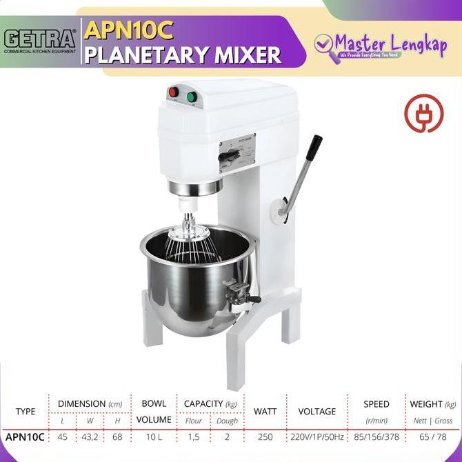 GETRA Planetary Mixer APN10C / APN 10C Mesin Mixer Roti 10 Liter