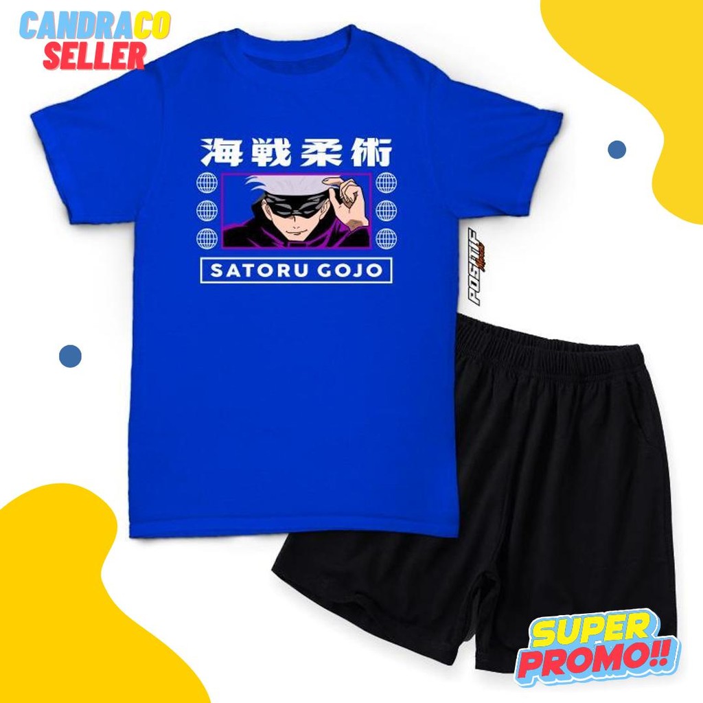 Positif Merch Baju Kaos Anak Setelan Satoru Gojo Anime Harian Laki Perempuan Diskon