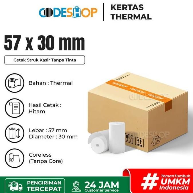 

NEW Dus Kertas Thermal 57 x 30 / 57x30 mm / 57x30mm / 5,7 x 3 cm / 58x30