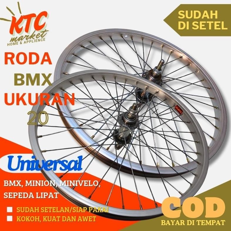 Cod Ktc Wheelset Bmx Minion 20 Alloy Hitam - Velg Setelan Sepeda 20 / Pelek Sepeda 20 Komplit Alumin