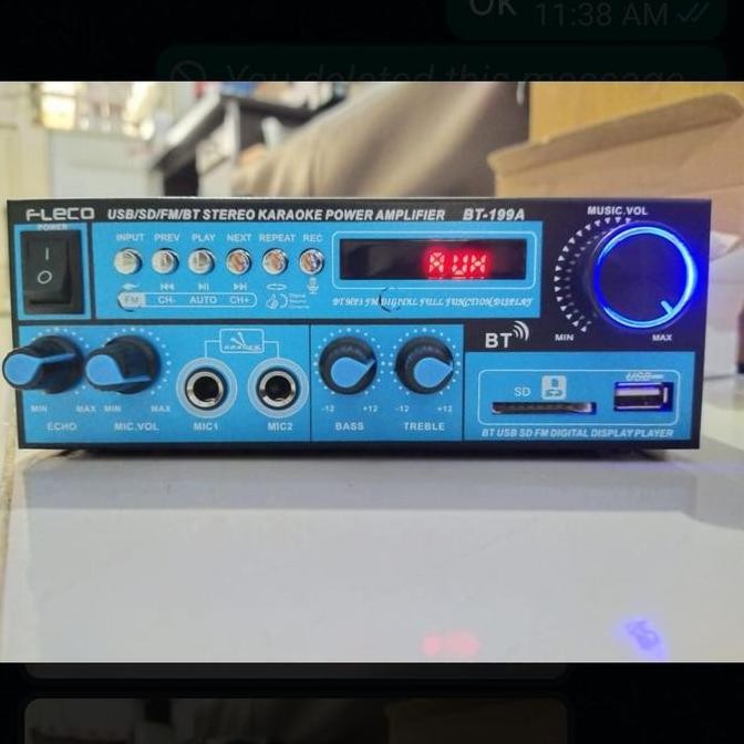 Amplifier Bluetooth Fleco Bt-199A - Ampli Fleco 199A Amplifier Karaoke