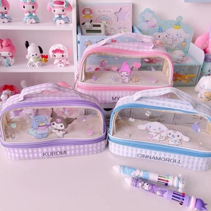 

Kotak Pena Lucu Kuromi Sunrio Tempat Pensi Pulpen Kawaii Dual Slot