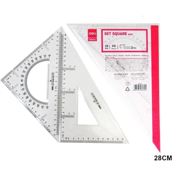 

Mistar Penggaris Segitiga 28 Cm Triangle Set Square Deli 6430 Plastik
