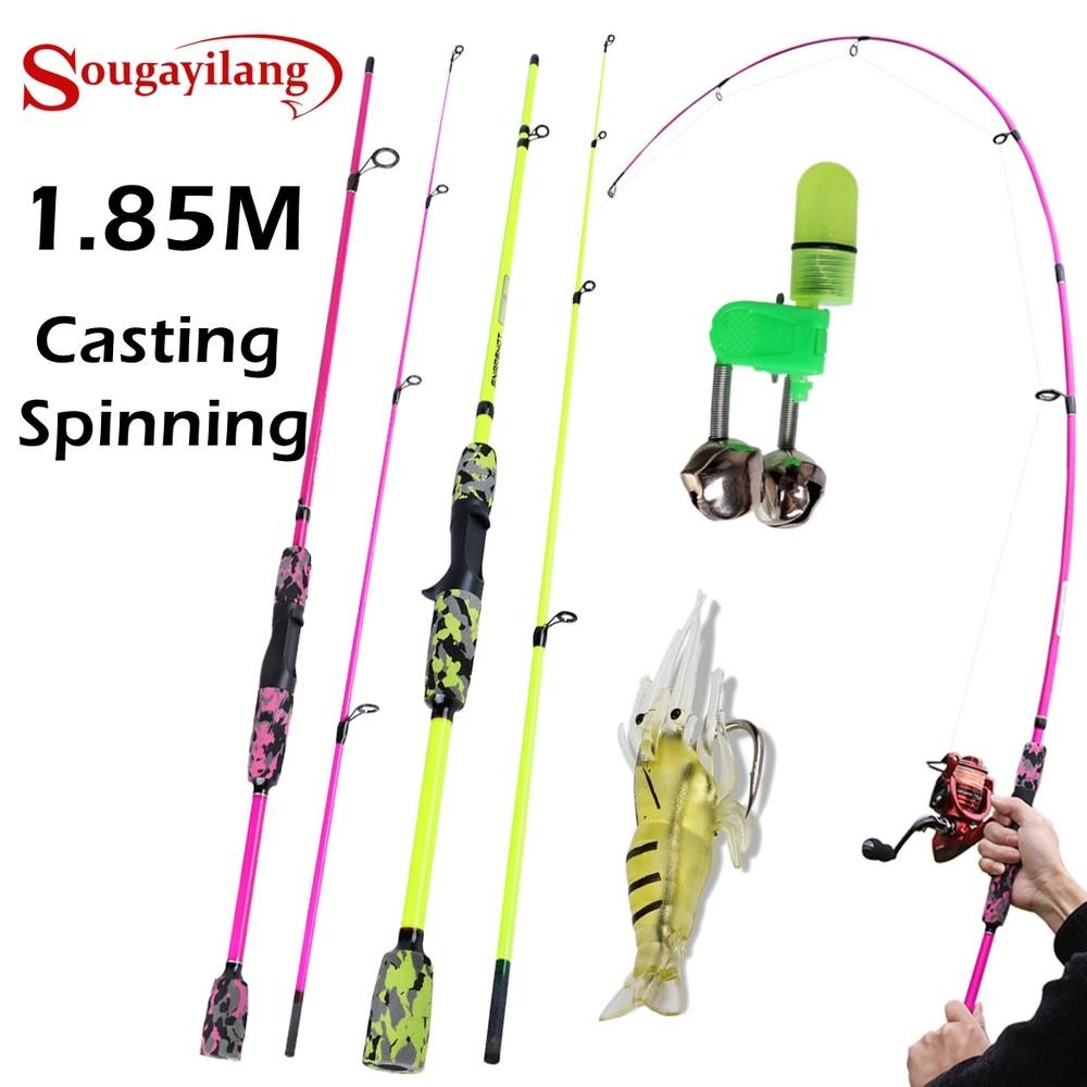 Sougayilang Joran Pancing 1.8M 6-15LB 2 Bagian Serat Kaca Pegangan EVA Handle Pancingan