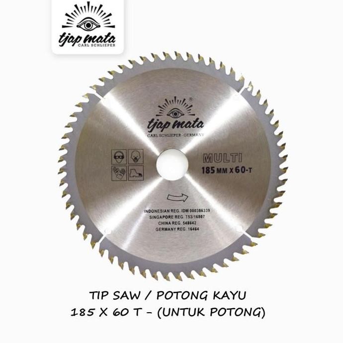 Tjap Mata / Cap Mata Gergaji Tct Tip Saw For Wood, Circular Saw Potong / Belah Kayu 185 X 60 T Kuali