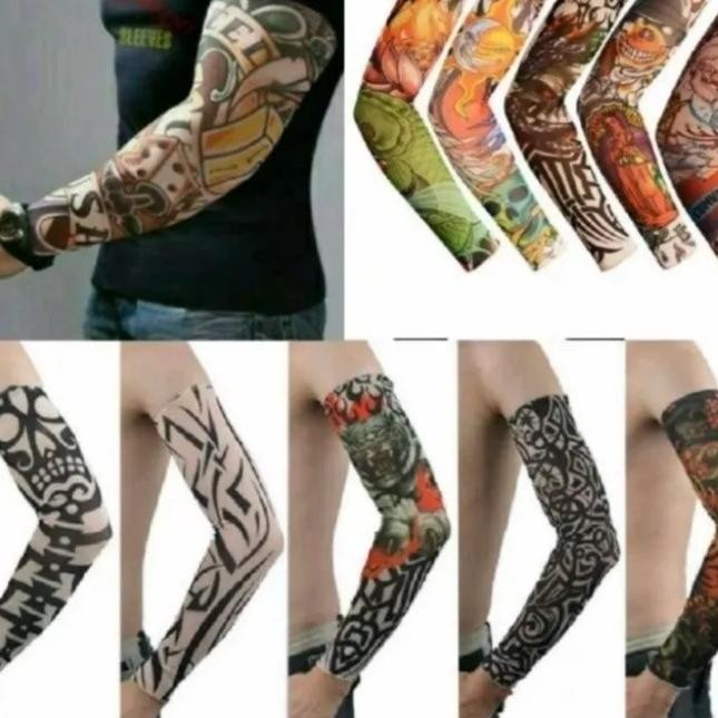12 Pasang Manset Tato Temporer Tangan Pria Lengan Panjang Dewasa Lusinan