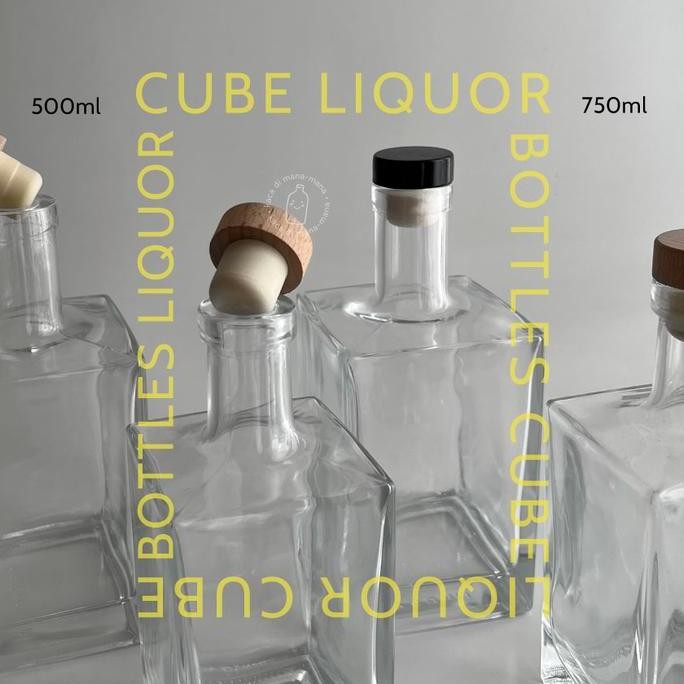 (Allthebest) Botol kaca - The Cube Liquor Glass Bottle -  Botol Liquor