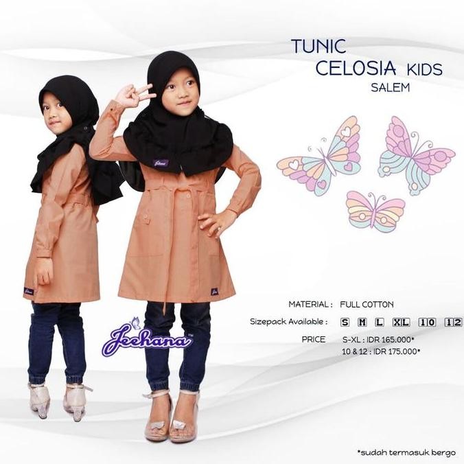TUNIK ANAK - JEEHANA TUNIK CELOSIA KIDS - SET JILBAB +CELANA -ORINAL