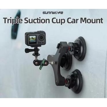 TERBARU SUNNYLIFE TRIPLE SUCTION MOUNT KAMERA MOBIL - DUDUKAN KAMERA GOPRO INSTA360 DJI